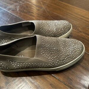 Skechers Street Poppy Gray Slip-On Shoes with Stud Accents